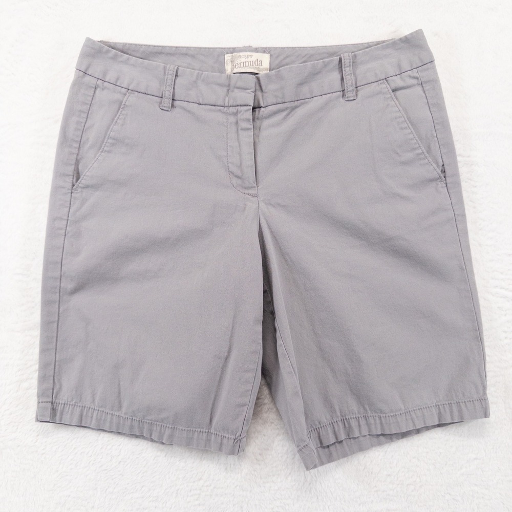 J.Crew Womens Bermuda Shorts Size 4 Gray Chino Cotton Stretch Casual Summer